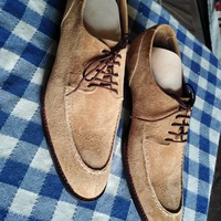 New Handmade Men's Beige Split Toe Suede Lace Up Formal Wear Shoes - Thumbnail 2