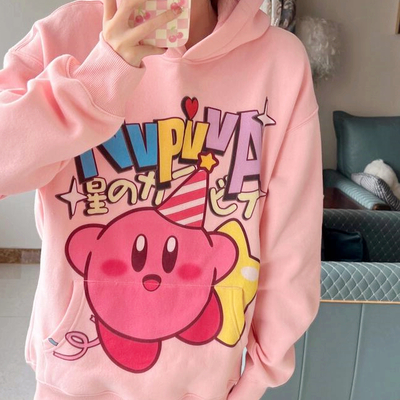 Kirby star pastel pink hoodie sweater