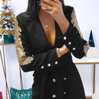 Fashion Sexy V-Neck Long Sleeve Dress - Thumbnail 2