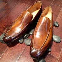 Luxury Men's Hand Made Brown Moccasin Shoes, Loafers On Slips Leather Office Wear Shoes - Thumbnail 1