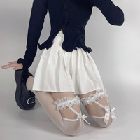 Lace Bowknot Fishnet Knee High Socks Stockings - Thumbnail 8