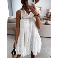Sexy V-Neck Loose Casual Lace Dress - Thumbnail 3