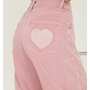 ​Sexy Sweet Girl Pink Heart Pastel High Waist Jeans Pants-2