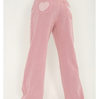 ​Sexy Sweet Girl Pink Heart Pastel High Waist Jeans Pants - Thumbnail 3