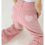 ​Sexy Sweet Girl Pink Heart Pastel High Waist Jeans Pants-2