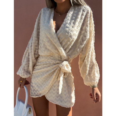 Casual Loose V-Neck Long Sleeve Dress