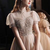 Cute tulle beads short prom dress homecoming dress - Thumbnail 5