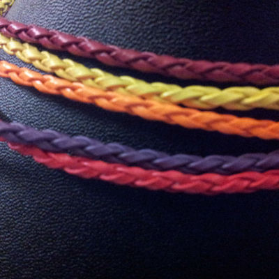 Artifical leather mixed color lobster clasp 3mm 16" chain 5pcs