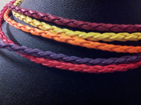 Artifical Leather Mixed Color LOBSTER Clasp 3mm 16" Chain 5pcs