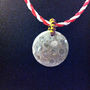 NATURAL CORAL FOSSIL GEMSTONE Circle PENDANT w/ Artificial Leather 16" Necklace - Thumbnail 3