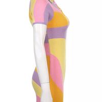 Abstract Colorful Patchwork Print Button Up Short Sleeve Romper Bodycon Bodysuit Summer Aesthetic Casual E-Girl Kawaii Korean Japanese Harajuku - Thumbnail 5