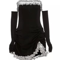 Sexy Sweet Black Lace Ruffles Strapless ,Mini Dress Party Club Summer Aesthetic Casual E-Girl Kawaii Korean Japanese Harajuku - Thumbnail 5