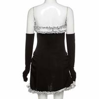 Sexy Sweet Black Lace Ruffles Strapless ,Mini Dress Party Club Summer Aesthetic Casual E-Girl Kawaii Korean Japanese Harajuku - Thumbnail 7