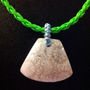 NATURAL CORAL FOSSIL GEMSTONE FAN Shape PENDANT w/ Artificial Leather Necklace - Thumbnail 4