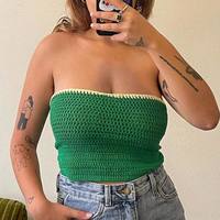 Sexy Knit Bandage Crop Top Sleeve Strapless Tube Shirt Backless Summer Aesthetic Casual E-Girl Kawaii Korean Japanese Harajuku - Thumbnail 2