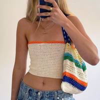 Sexy Knit Bandage Crop Top Sleeve Strapless Tube Shirt Backless Summer Aesthetic Casual E-Girl Kawaii Korean Japanese Harajuku - Thumbnail 6