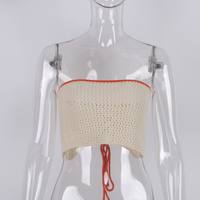 Sexy Knit Bandage Crop Top Sleeve Strapless Tube Shirt Backless Summer Aesthetic Casual E-Girl Kawaii Korean Japanese Harajuku - Thumbnail 7