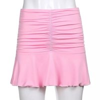 2pcs Set Pink Bandage Crop Top + Pleated Mini Skirt Party Club Summer Aesthetic Casual E-Girl Kawaii Korean Japanese Harajuku - Thumbnail 3