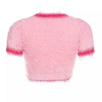 Pink Cherry Fluffy Soft Short Sleeve Shirt Crop Top Summer Aesthetic Casual E-Girl Kawaii Korean Japanese Harajuku - Thumbnail 5