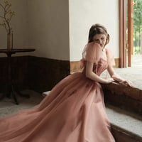 Cute tulle long A line prom dress evening dress - Thumbnail 5
