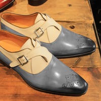 Unique Men's Hand Stitch Two Tone Genuine Leather Brogue Formal Wear Shoes - Thumbnail 1