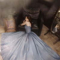 Stylish satin long prom dress A line evening dress - Thumbnail 8