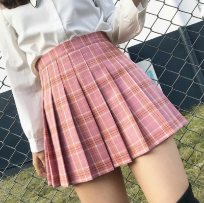 Fashion Plaid High Waist Plus Size Skirt