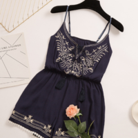 Sling Embroidered High Waist Jumpsuit - Thumbnail 2