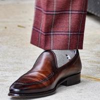 Elegant Men's Hand Stitch Brown Black Tone Leather Moccasin Shoes, Slips On Loafer Wedding Shoes - Thumbnail 1