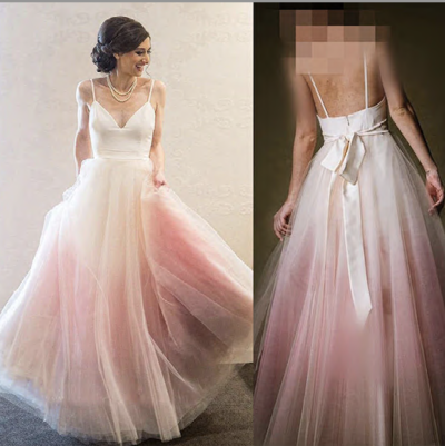 Gradient Wedding Dresses Bridal Gown Spaghetti Straps