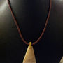 PENDANT NATURAL CORAL FOSSIL GEMSTONE with Artificial Leather 16" Necklace - Thumbnail 1