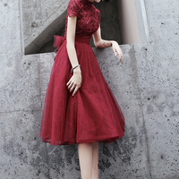 Cute tulle beads short prom dress homecoming dress - Thumbnail 1