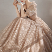 Cute tulle long prom dress A line evening dress - Thumbnail 3