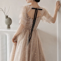 Cute tulle long prom dress A line evening dress - Thumbnail 4