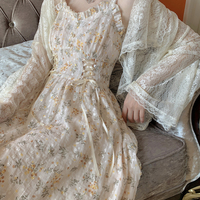 Spring Summer Fairy Yellow Wild Cicada Flower Strap Dress - Thumbnail 6