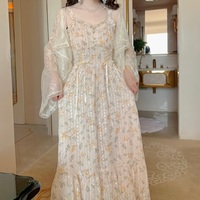 Spring Summer Fairy Yellow Wild Cicada Flower Strap Dress - Thumbnail 7