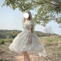 Elegant Sweet Butterfly Princess Lace Puff Sleeve Dress - Thumbnail 6