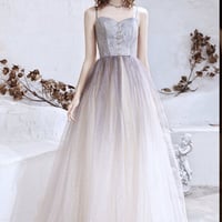 Cute tulle sequins long prom dress A line evening dress - Thumbnail 8