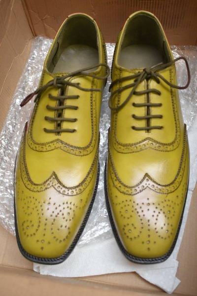 Top Rated Fashion Men's Hand Stitch Yellow Oxfords Wingtip Brogue Genuine Leather Shoes, Formal Wear Lace Up Shoes
