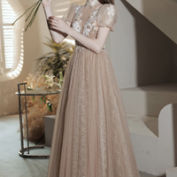 Elegant tulle lace long prom dress A line evening gown - Thumbnail 2