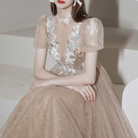 Elegant tulle lace long prom dress A line evening gown - Thumbnail 3