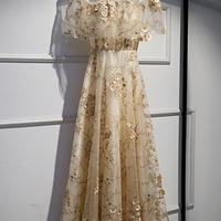 Cute tulle lace long prom dress A line evening gown - Thumbnail 3