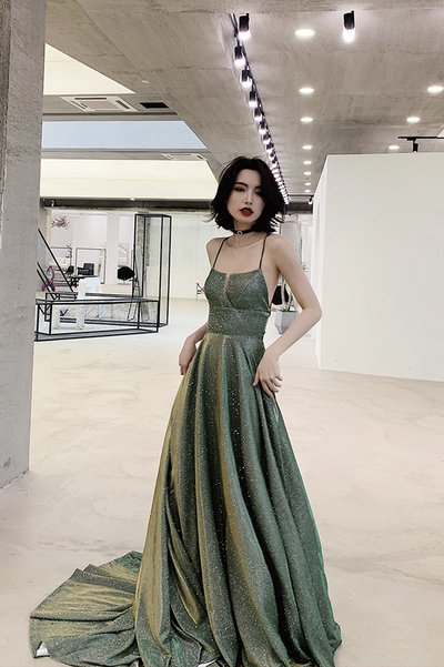 Shiny sequins long A line prom dress evening dress,1382