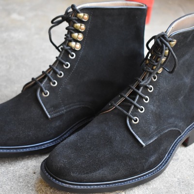 Handmade men's black outclass suede lace up boot - Thumbnail 2