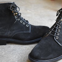 HANDMADE MEN'S BLACK OUTCLASS SUEDE LACE UP BOOT - Thumbnail 1