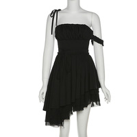 Gothic Punk Black Irregular Dress - Thumbnail 3