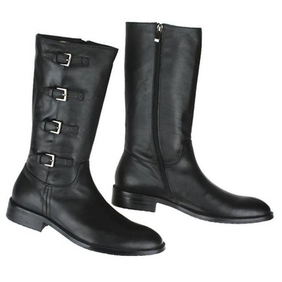 Handmade men long leather knee high riding trend boots, men black high ankle boots - Thumbnail 2
