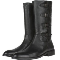 Handmade Men Long Leather Knee High Riding Trend Boots, Men Black High ankle boots - Thumbnail 2