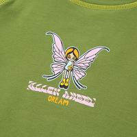 Butterfly Girl Print Green Crop Top - Thumbnail 4