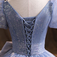 Blue tulle sequins long ball gown dress formal dress - Thumbnail 7